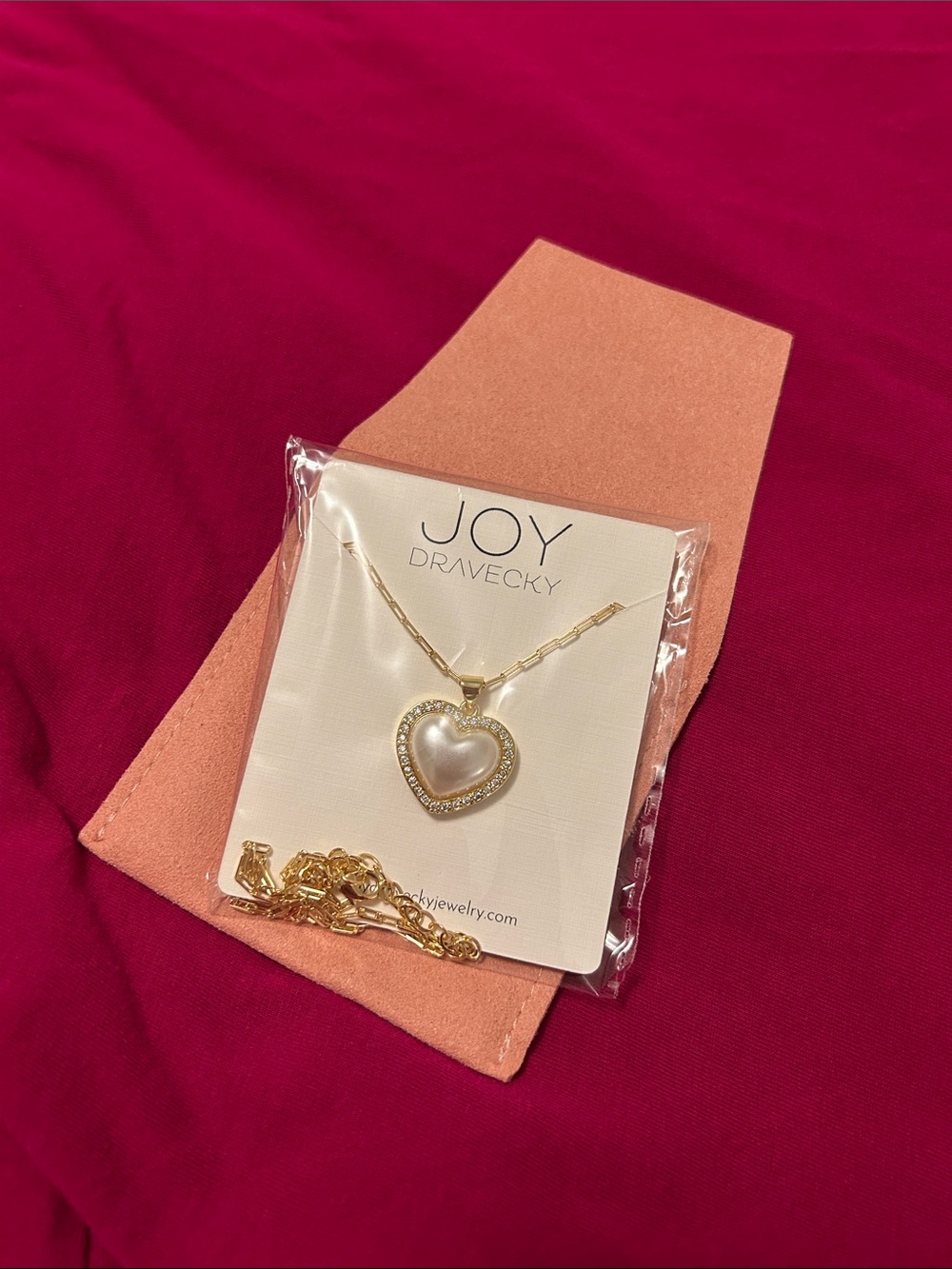 JOY Dravecky Gold Heart Pendant Necklace with mother of  Pearl-Inset